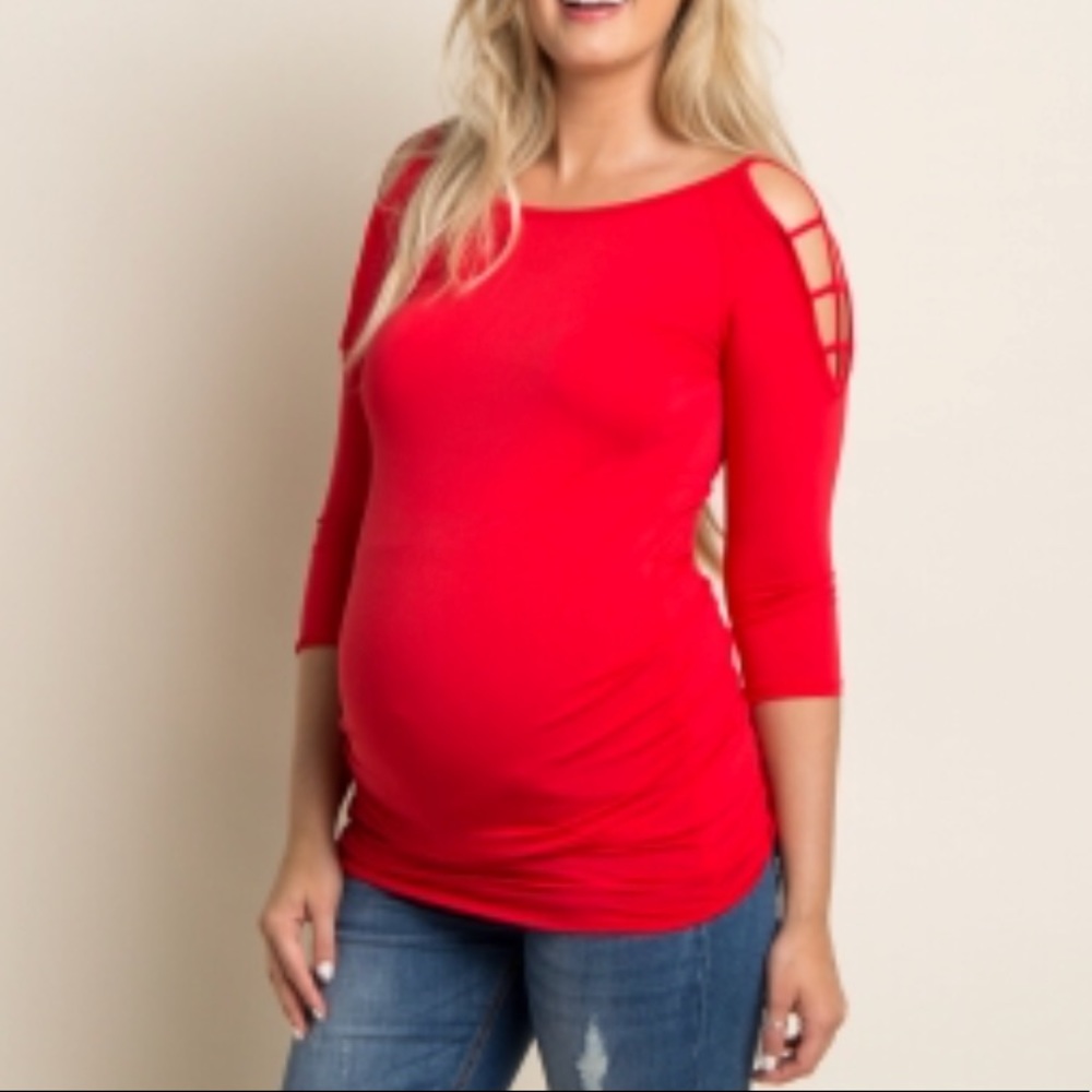 Pinkblush criss-cross cold shoulder shirt